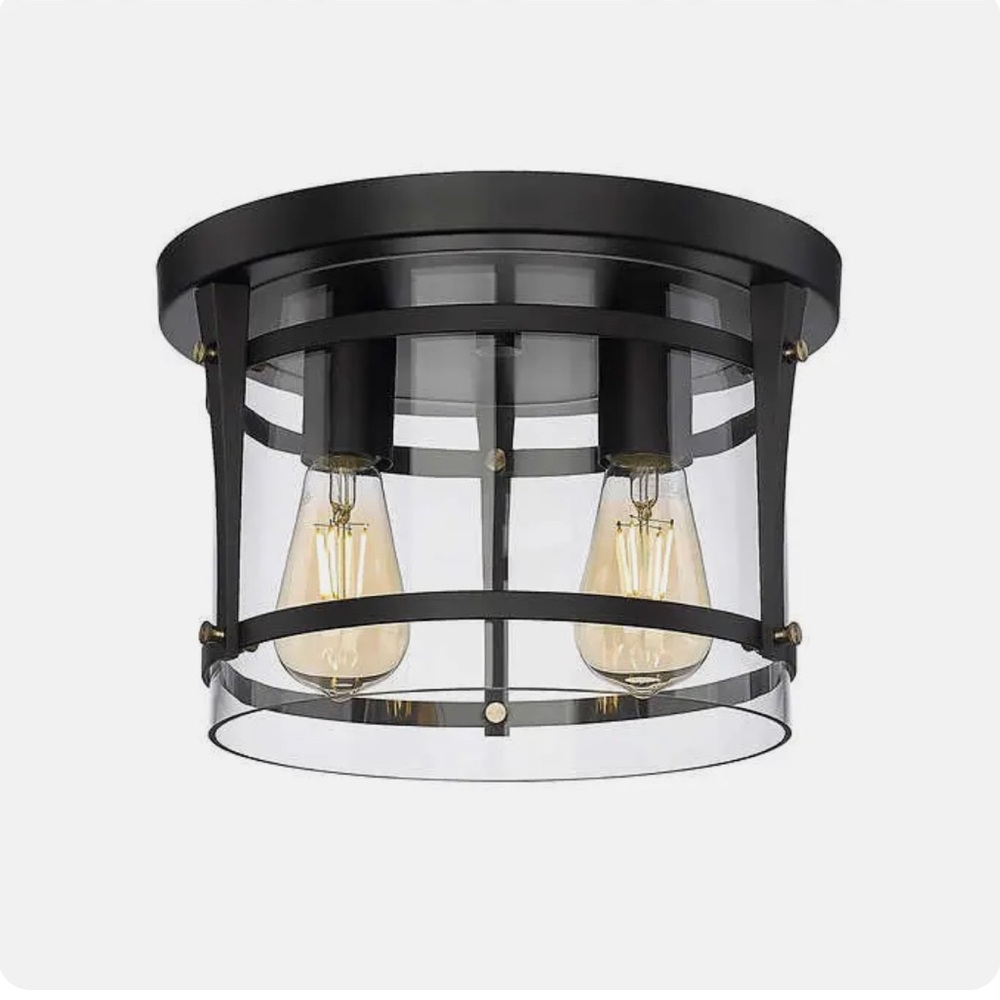 OVE Decors Joakim 2 Light Flush Mount, Black
